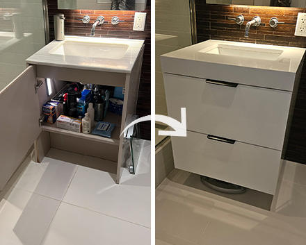 Bathroom Vanity Cabinet Refacing Job in Nassau